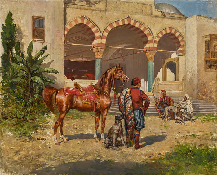 塔德乌什·艾杜凯维奇（Tadeusz Ajdukiewicz，波兰画家）作品-《土耳其庭院（1884 年）》