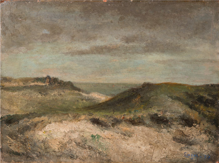 詹姆斯·恩索尔（James Ensor，比利时画家）高清作品-《沙丘 (1877)》
