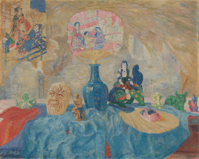 詹姆斯·恩索尔（James Ensor，比利时画家）高清作品-《中国风静物画 (1906)》