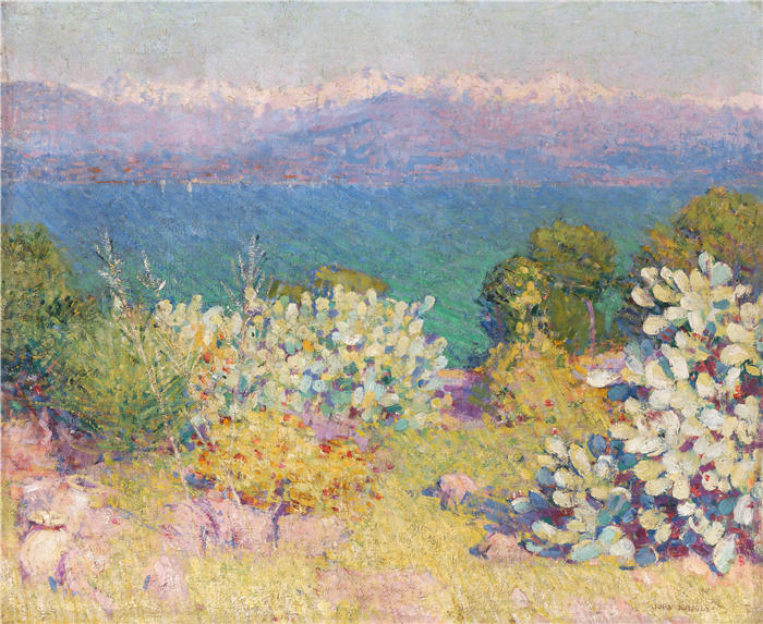约翰·彼得·罗素（John Peter Russell，澳大利亚，1858–1930）作品-早上，来自昂蒂布的阿尔卑斯滨海省