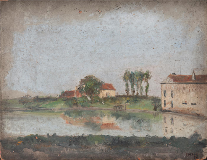 詹姆斯·恩索尔（James Ensor，比利时画家）高清作品-《奥斯坦德蒂沃利咖啡馆的花园（1876 年）》