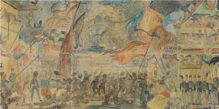 詹姆斯·恩索尔（James Ensor，比利时画家）高清作品-《罢工 (1888)》