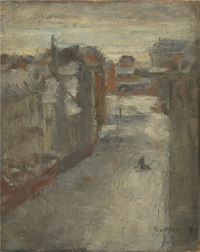 詹姆斯·恩索尔（James Ensor，比利时画家）高清作品-《雪下的梵·伊塞姆兰（1881） 》