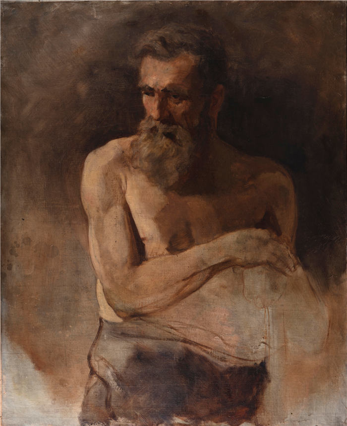詹姆斯·恩索尔（James Ensor，比利时画家）高清作品-《老人 (1878)》