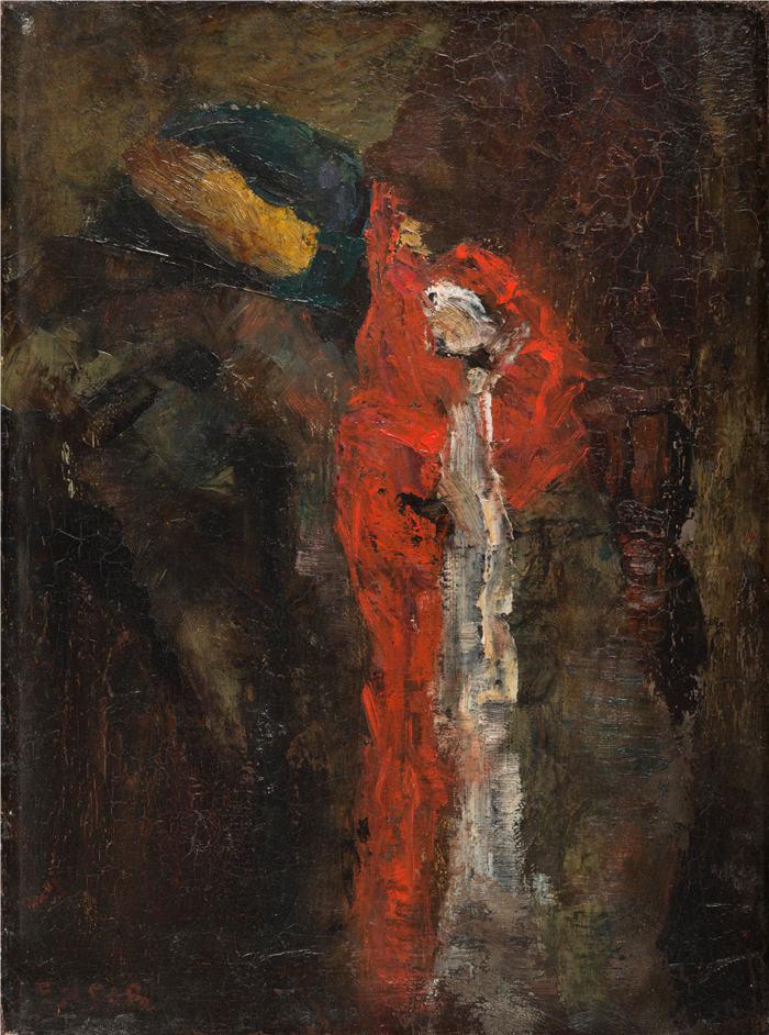 詹姆斯·恩索尔（James Ensor，比利时画家）高清作品-《静物（织物）（1880）》