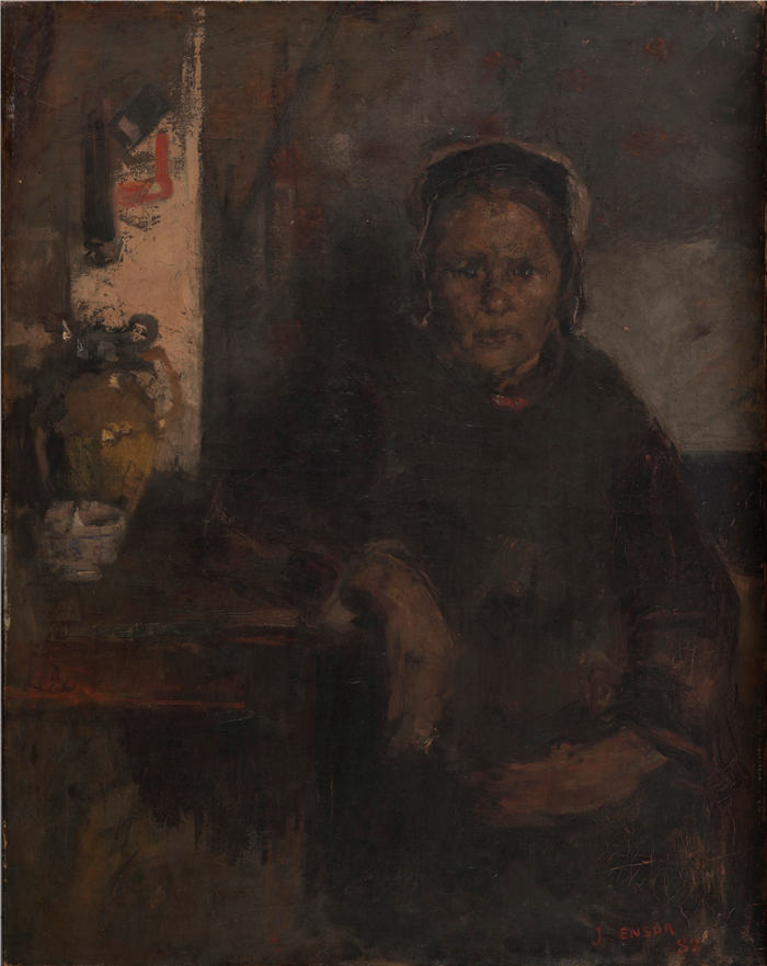 詹姆斯·恩索尔（James Ensor，比利时画家）高清作品-《渔夫 (1882)》