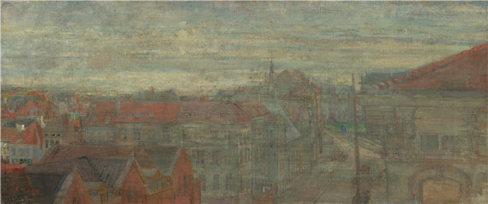詹姆斯·恩索尔（James Ensor，比利时画家）高清作品-《Phnosia 的视图。光波和振动（1890）》