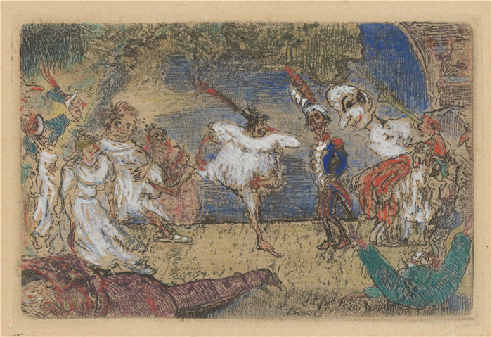 詹姆斯·恩索尔（James Ensor，比利时画家）高清作品-《幻想曲 (1889)》
