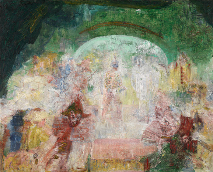 詹姆斯·恩索尔（James Ensor，比利时画家）高清作品-《化装舞会（1889）》
