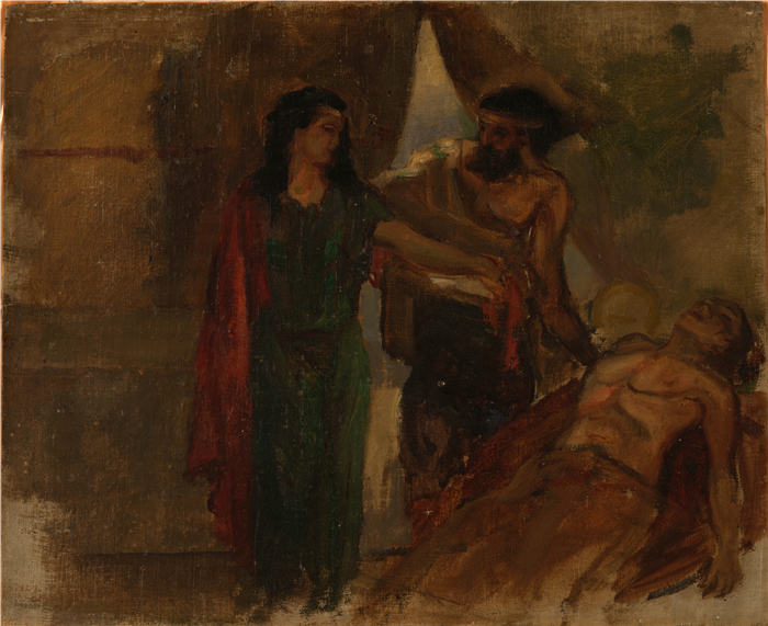 詹姆斯·恩索尔（James Ensor，比利时画家）高清作品-《圣经场景（1877）》