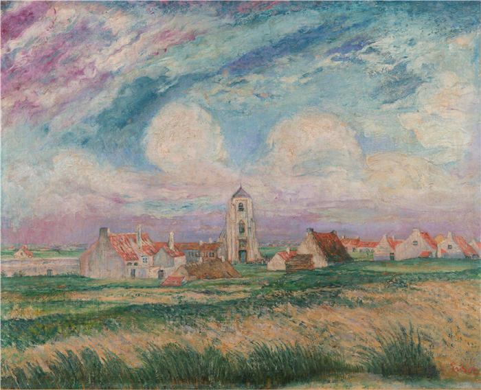 詹姆斯·恩索尔(James Ensor,比利时画家)高清作品-《Mariakerke 的视图(1901 年)》