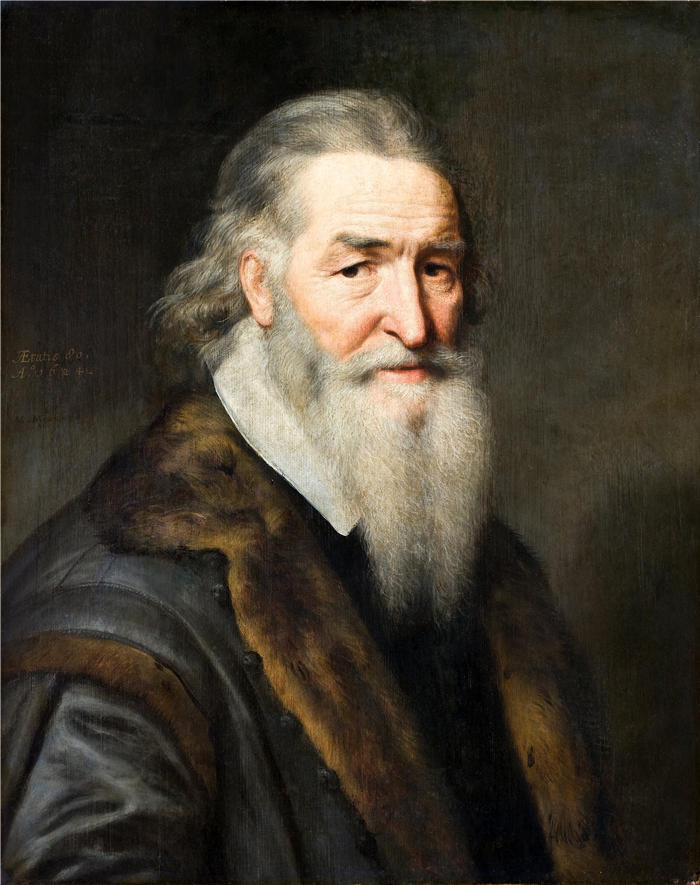 米歇尔·詹斯(Michiel Janszoon van Mierevelt,荷兰画家)高清作品-《八十岁老人的肖像（1624 年）》