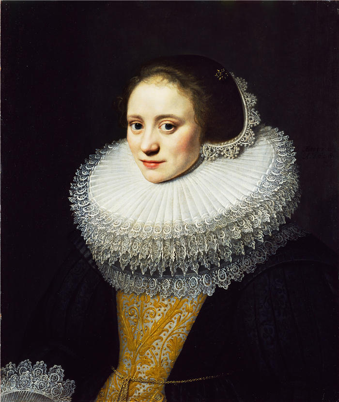 米歇尔·詹斯(Michiel Janszoon van Mierevelt,荷兰画家)高清作品-《一位女士的肖像（1628 年）》