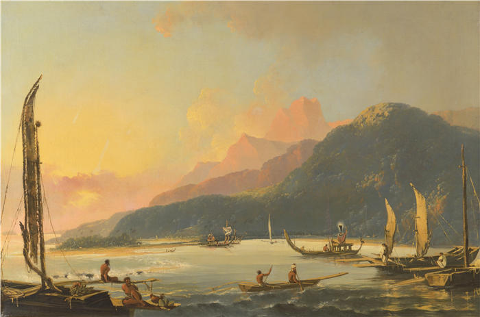 威廉·霍奇斯（William Hodges，英国画家）高清作品-《大溪地马塔瓦伊湾》
