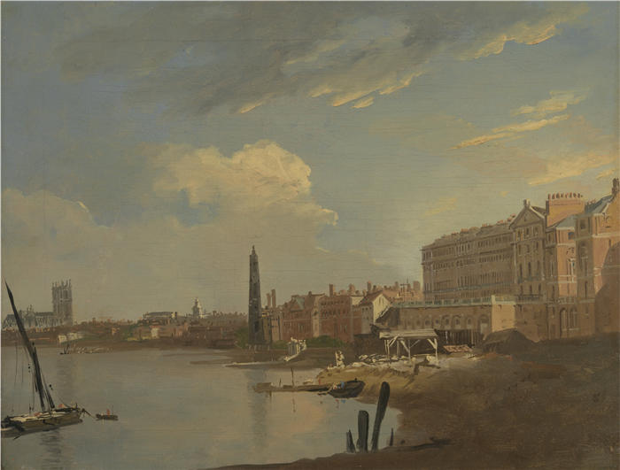 威廉·霍奇斯（William Hodges，英国画家）高清作品-《泰晤士河和阿德菲河》