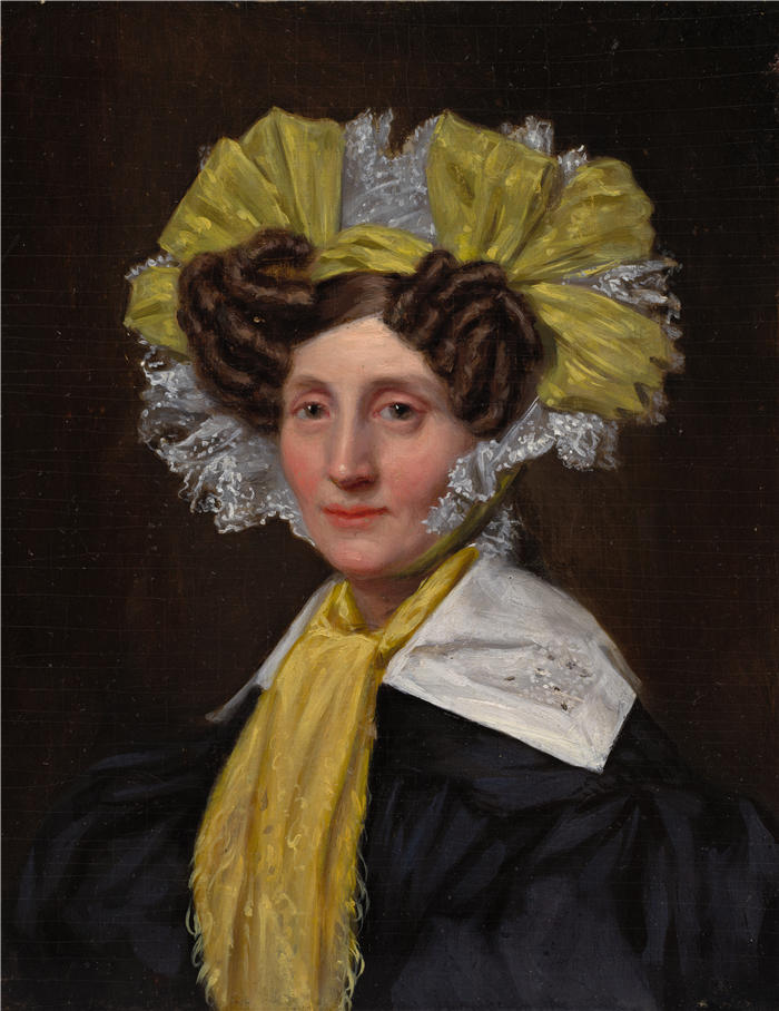 克里斯托费尔·皮尔森(Pieter Christoffel Wonder，荷兰画家)高清作品-《皮尔森夫人 [可能是莎拉·汤普森·皮尔森]（约 1837 年）》