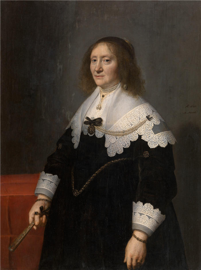 米歇尔·詹斯(Michiel Janszoon van Mierevelt,荷兰画家)高清作品-《一个女人的肖像（1641）》