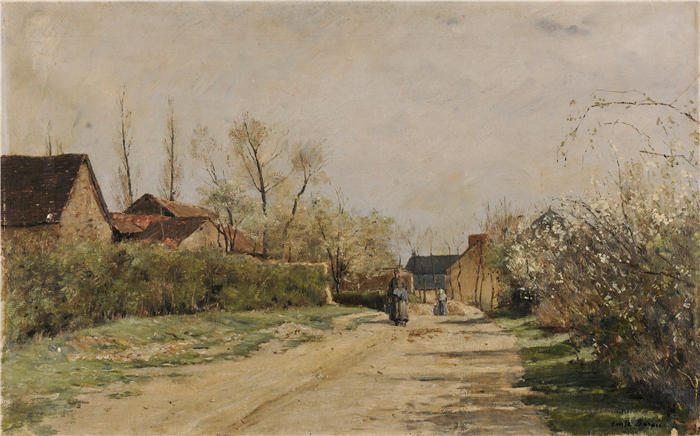 埃米尔·巴劳（Émile Barau，法国，1851-1930）作品-《Le printemps à Billy (1886)》