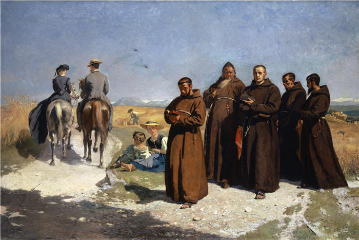 弗兰克·布赫瑟（Frank Buchser，瑞士画家）高清作品-《苦行与生活的乐趣（1865）》