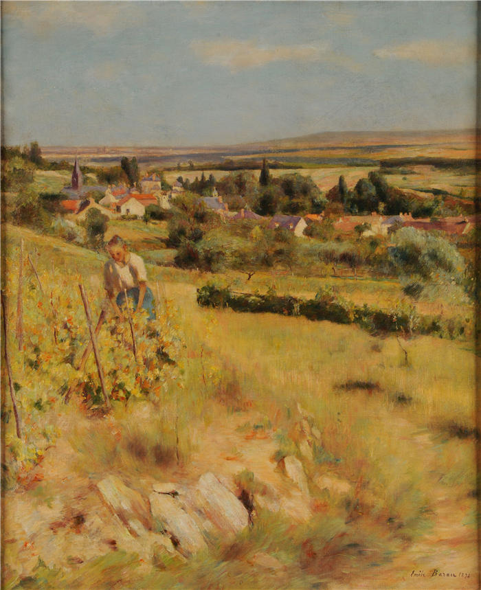 埃米尔·巴劳（Émile Barau，法国，1851-1930）作品-《切奈的景色（1895 年）》