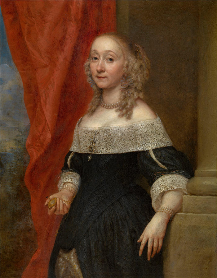 冈萨雷斯·科克斯(Gonzales Coques,佛兰芒画家)高清作品-《一个女人的肖像》