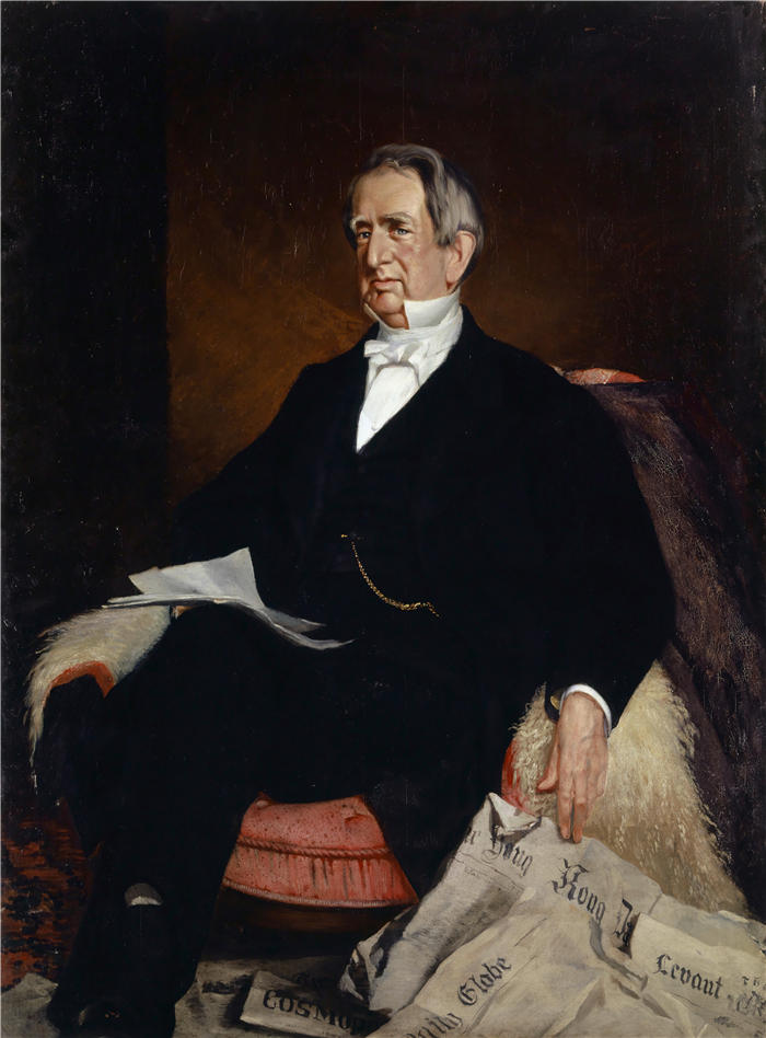 弗兰克·布赫瑟（Frank Buchser，瑞士画家）高清作品-《美国国务卿威廉·H·西沃德的肖像（1869 年）》