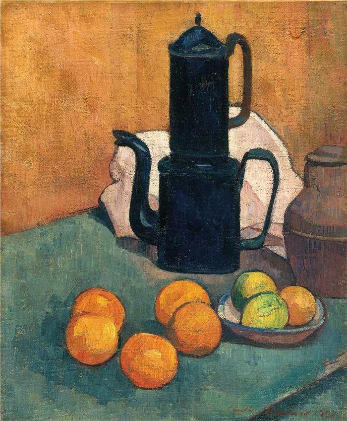 埃米尔·伯纳德（Emile Bernard ，法国画家）作品-《蓝色咖啡壶（1888）》