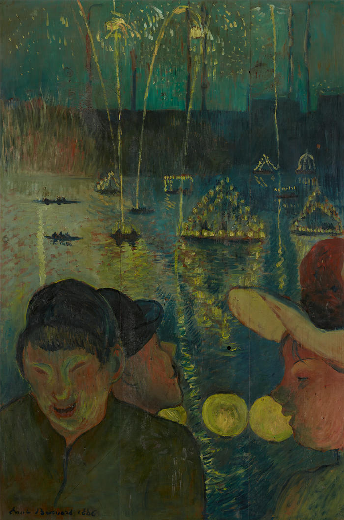 埃米尔·伯纳德（Emile Bernard ，法国画家）作品-《夜祭（1888）》