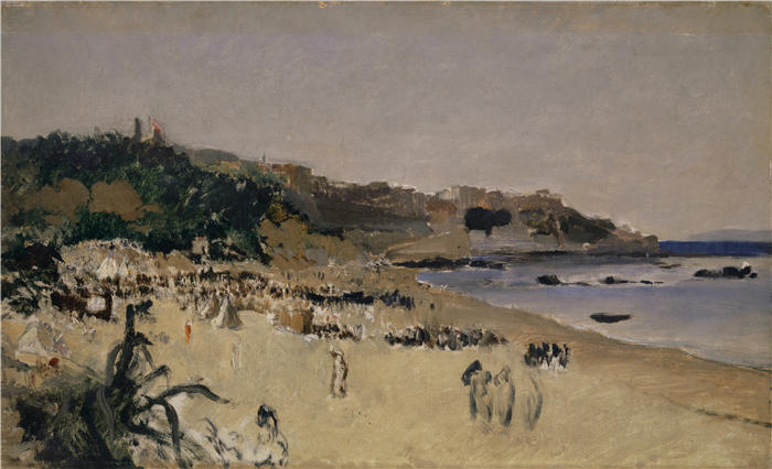 弗兰克·布赫瑟（Frank Buchser，瑞士画家）高清作品-《在丹吉尔的海滩上（1858-60）》