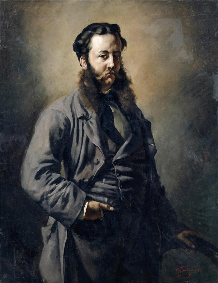 弗兰克·布赫瑟（Frank Buchser，瑞士画家）高清作品-《一个不知名的英国人的肖像（1856 年）》