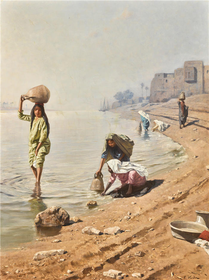 弗朗茨·泽弗·科斯勒（Franz Xaver Kosler，奥地利，1864-1905 年）作品 -《尼罗河上的运水船》