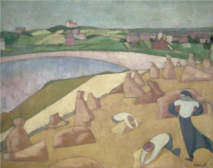 埃米尔·伯纳德（Emile Bernard ，法国画家）作品-《海边的收获（1891）》