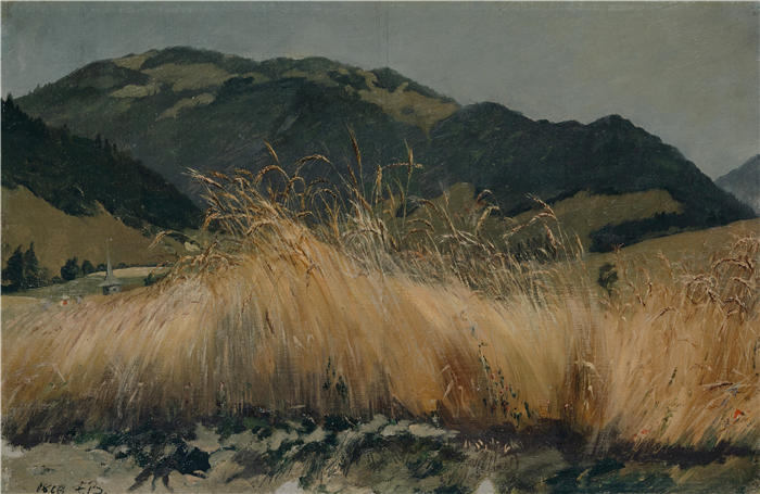弗兰克·布赫瑟（Frank Buchser，瑞士画家）高清作品-《汝拉的黑麦田（1863 年）》