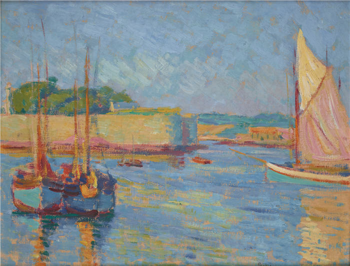 约瑟夫·潘凯维奇（Józef Pankiewicz，波兰画家）作品-康卡尔诺港（1908 年）