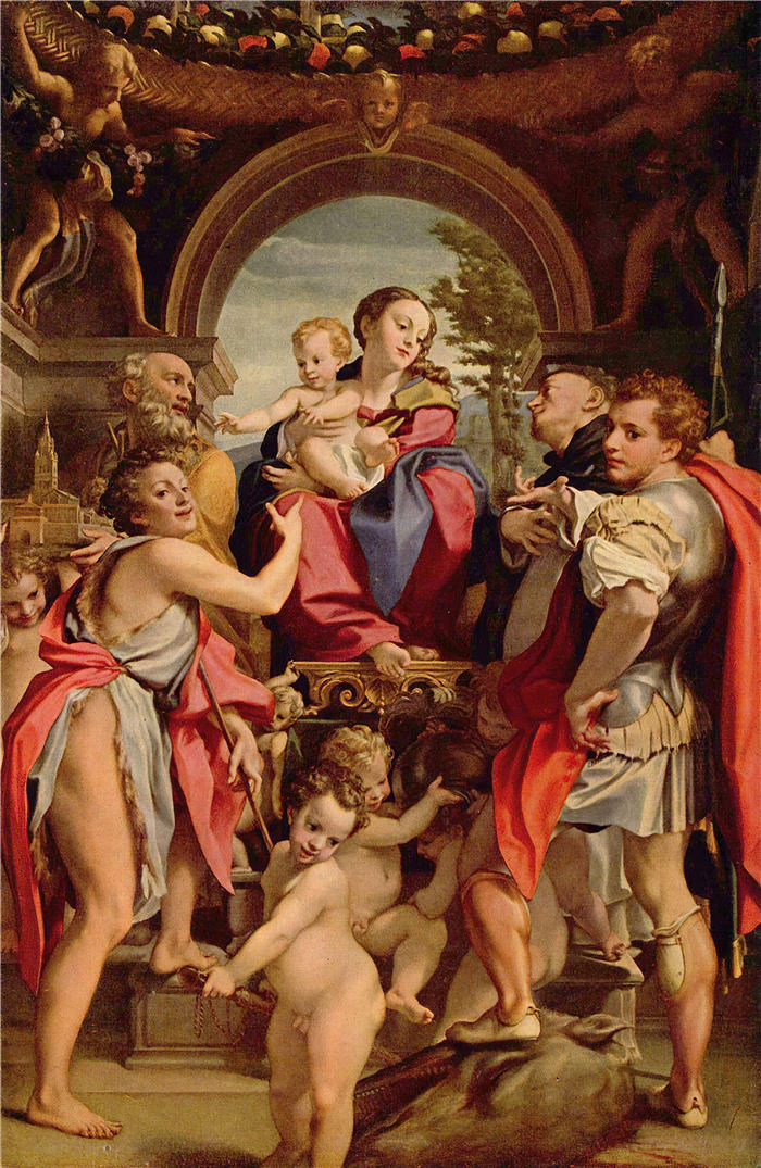 科雷焦（Correggio，意大利画家）高清作品-《圣乔治麦当娜 (1530-1532)》
