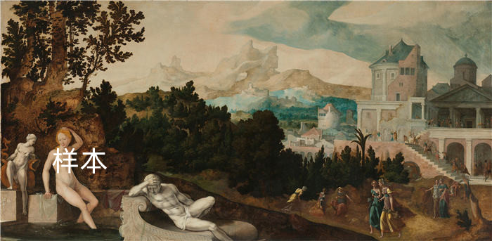 扬·范·斯柯（Jan van Scorel，荷兰画家）高清作品-与拔示巴的风景（c. 1540 - c. 1545）