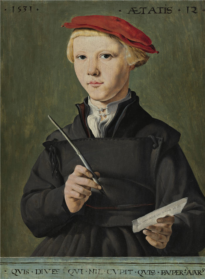 扬·范·斯柯（Jan van Scorel，荷兰画家）高清作品-一位年轻学者的肖像（1531 年）