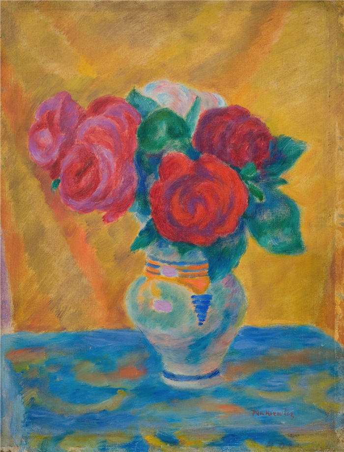 约瑟夫·潘凯维奇（Józef Pankiewicz，波兰画家）作品-玫瑰（1917-1918）
