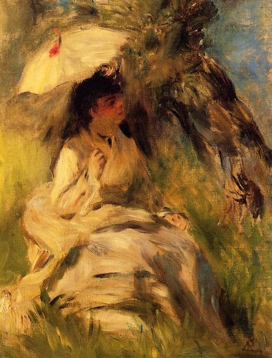 前1000幅世界名画-《撑阳伞的女人》 Pierre-Auguste Renoir - 布面油画