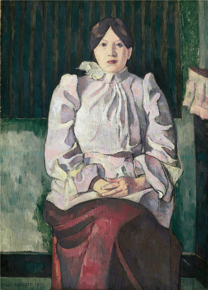 埃米尔·伯纳德（Emile Bernard ，法国画家）作品-《玛丽·勒马松的肖像（1892 年）》