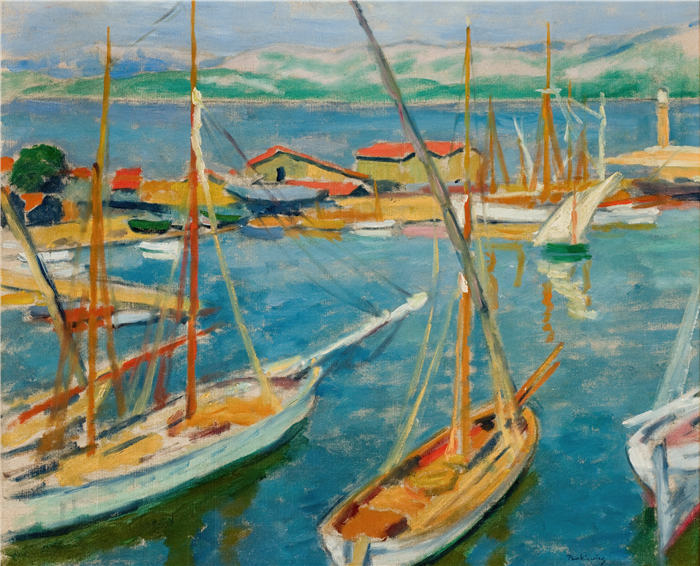 约瑟夫·潘凯维奇（Józef Pankiewicz，波兰画家）作品-圣特罗佩港口 (1909)