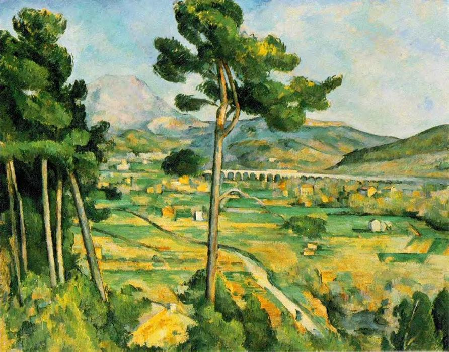 前1000幅世界名画-Mont Sainte-Victoire (大都会) Paul Cezanne - 布面油画，木炭