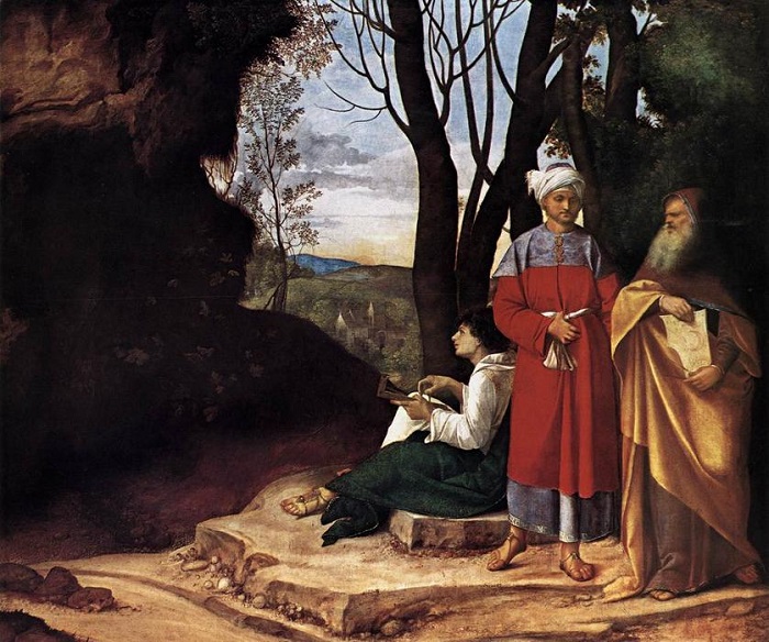 前1000幅世界名画-《三位哲学家》 Giorgione (Giorgio Barbarelli Da Castelfranco) - 油