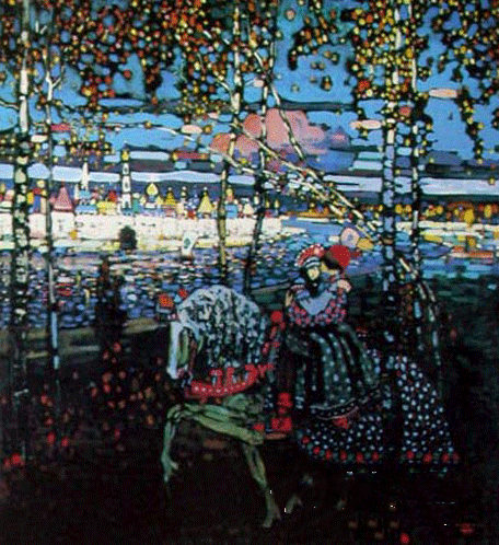 威斯利・康定基斯油画作品《马上的情侣》