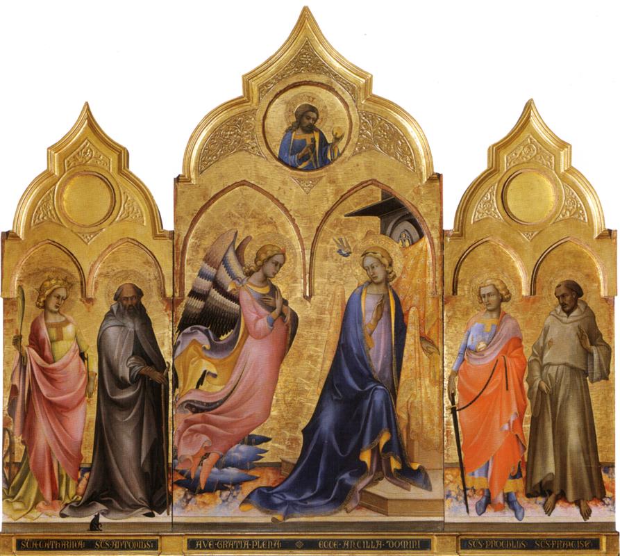 洛伦佐·莫纳克（Lorenzo Monaco，1370 – 1425，意大利画家）作品-报喜三联画