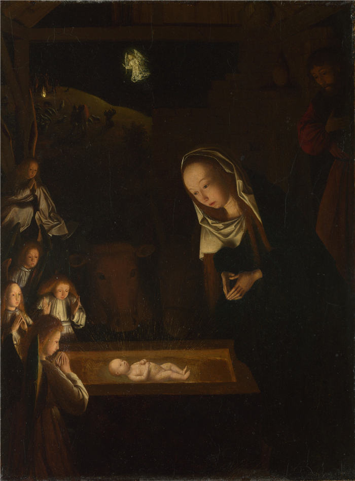 格特根·范哈勒姆（Geertgen tot Sint Jans，1465 – 1495，荷兰）作品-晚上的耶稣诞生
