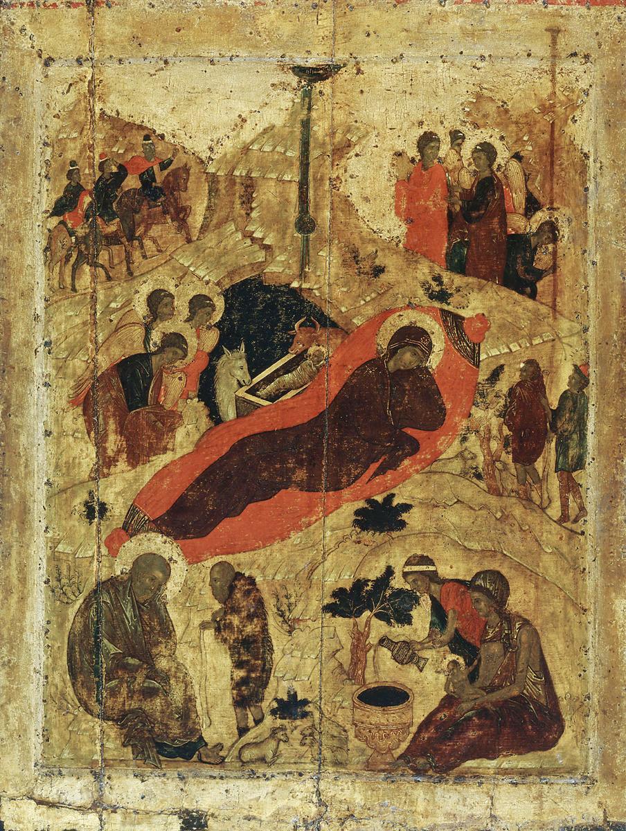 安德烈·鲁布廖夫(Andrei Rublev,俄罗斯,1360 - 1430)作品-基督的诞生
