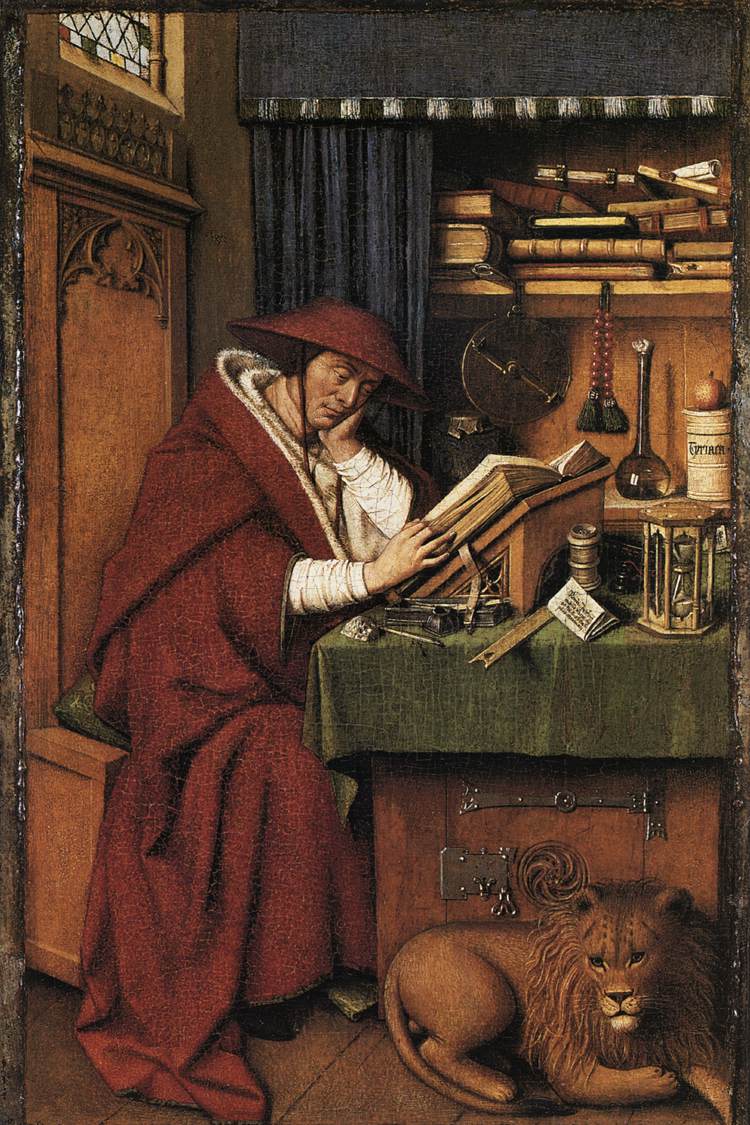 扬·范·埃克（Jan van Eyck，荷兰画家 ， 1390 - 1441 年）作品-圣杰罗姆在他的书房
