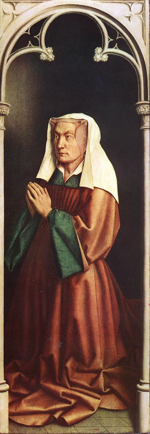 扬·范·埃克（Jan van Eyck，荷兰画家 ， 1390 - 1441 年）作品-Isabella Borluut，来自根特祭坛画的面板
