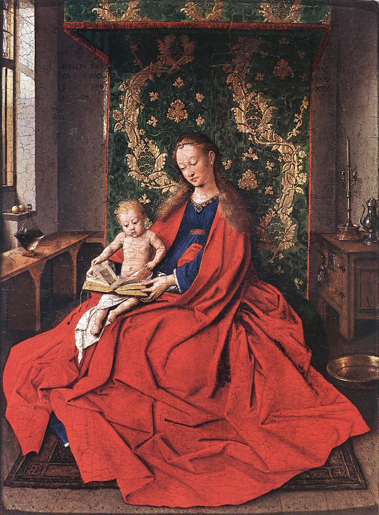 扬·范·埃克（Jan van Eyck，荷兰画家 ， 1390 - 1441 年）作品-因斯大厅麦当娜（圣母子读物）